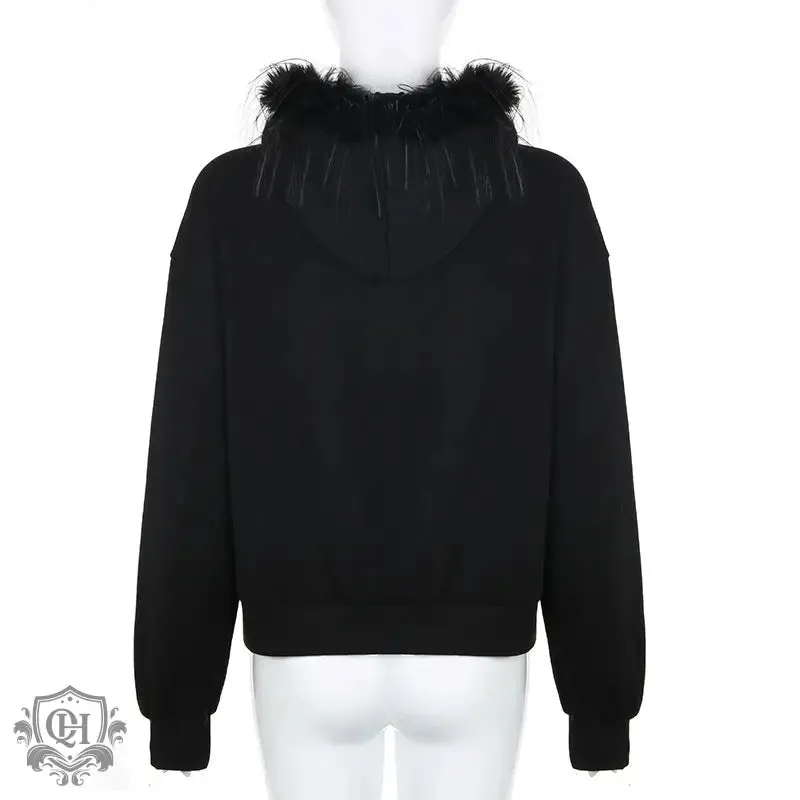 Fur Collar Zipper Hoodie