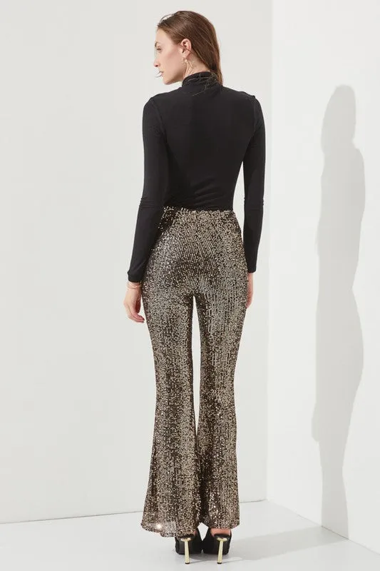 High-waist Sequin Flare Pants