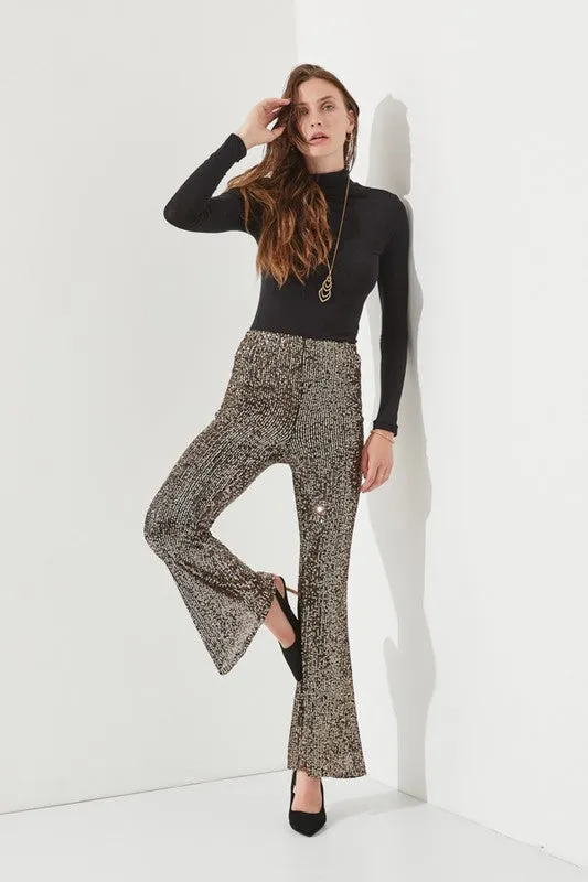 High-waist Sequin Flare Pants