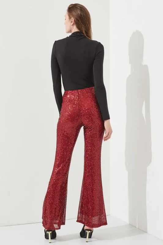 High-waist Sequin Flare Pants