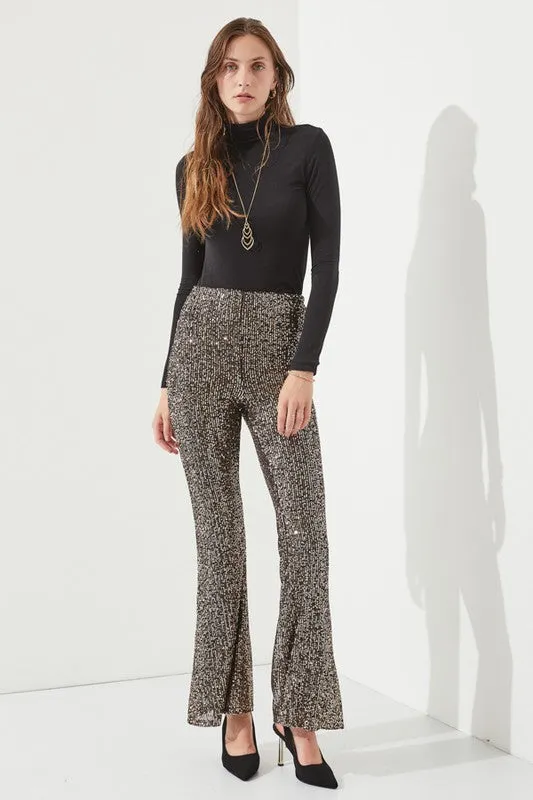 High-waist Sequin Flare Pants