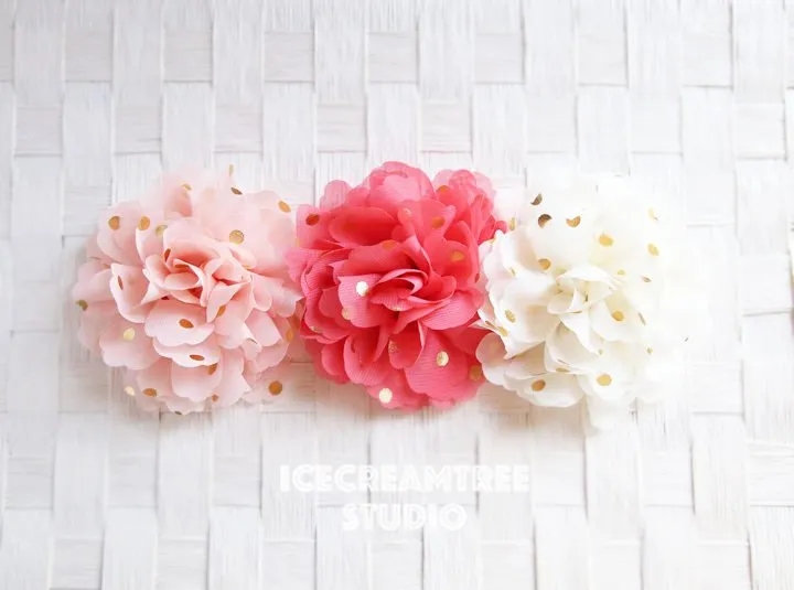 Jumbo Cream Gold Dot Bloom Collar Slide On - Large Flower Collar Accessory