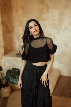 Kai Black Embroidered Cape