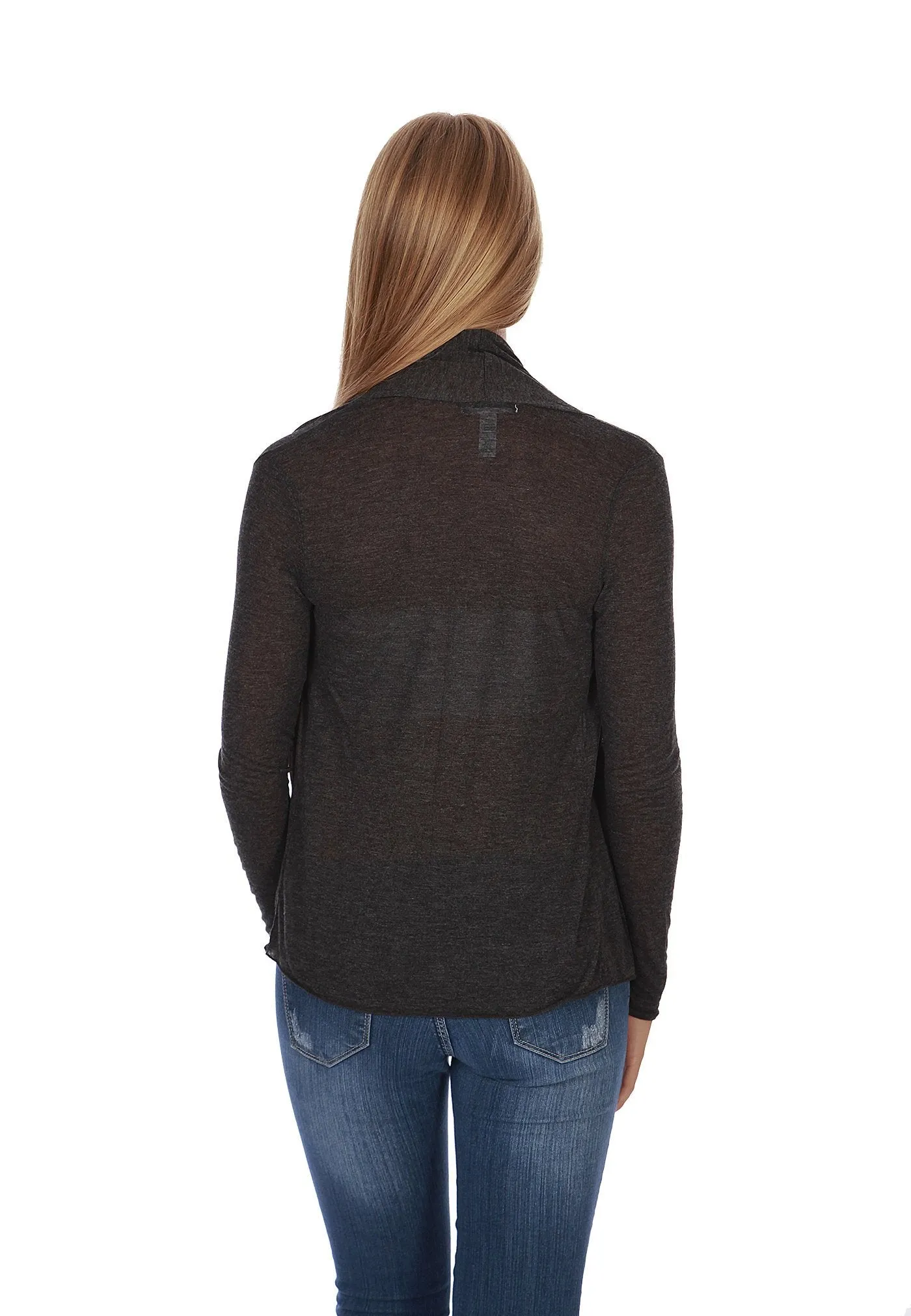 Khanomak Hollywood Star Fashion Women's Plus Size Shawl Collar Long Sleeve Cardigan Open Front