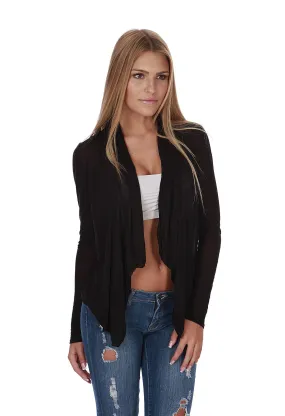 Khanomak Hollywood Star Fashion Women's Plus Size Shawl Collar Long Sleeve Cardigan Open Front