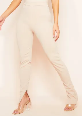 Kourtney Nude Plain Inside Split Trousers