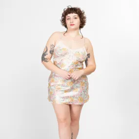 Large 90s Victoria's Secret Floral Satin Mini Slip Dress