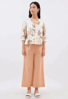 Linen Blend High Waist Pants