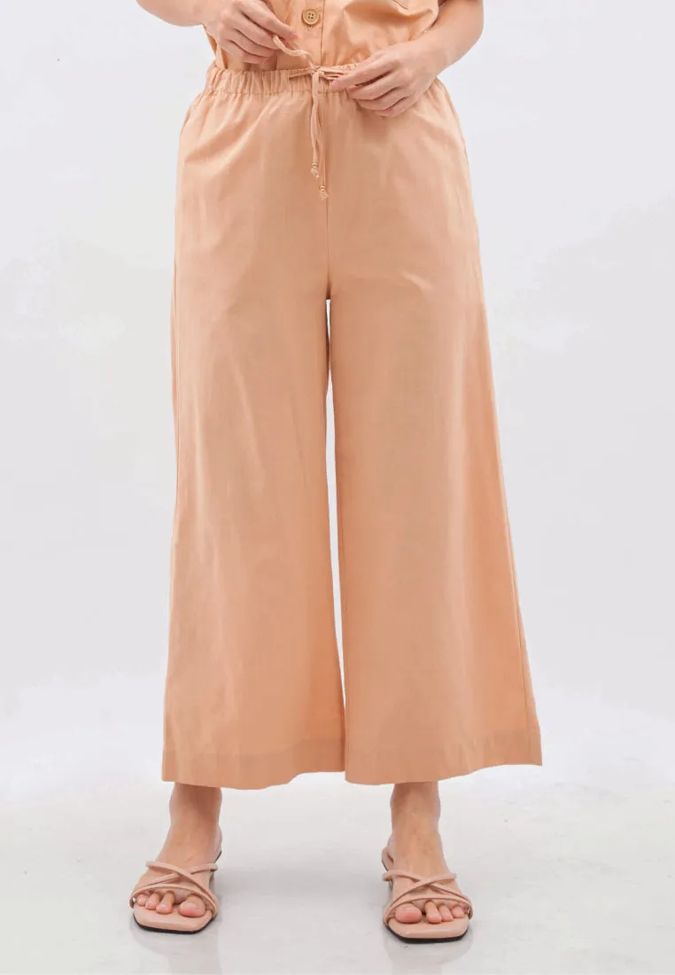 Linen Blend High Waist Pants