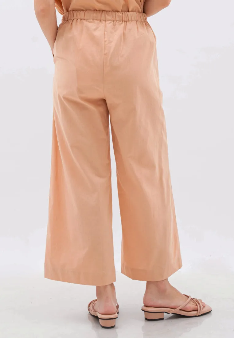 Linen Blend High Waist Pants
