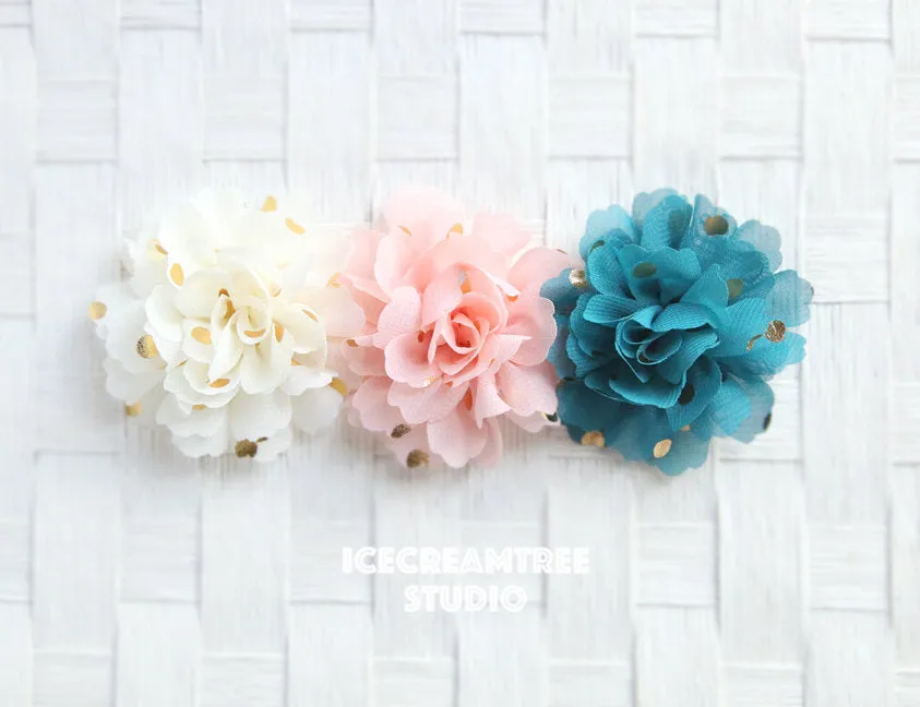 Little Cream Gold Dot Bloom Collar Slide On - Small Flower Collar Accessory