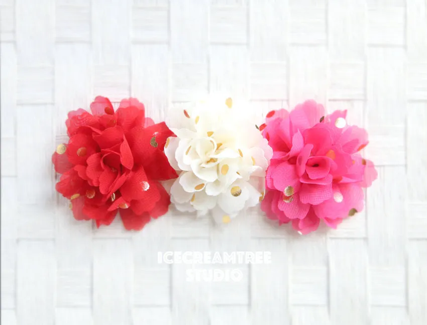 Little Cream Gold Dot Bloom Collar Slide On - Small Flower Collar Accessory
