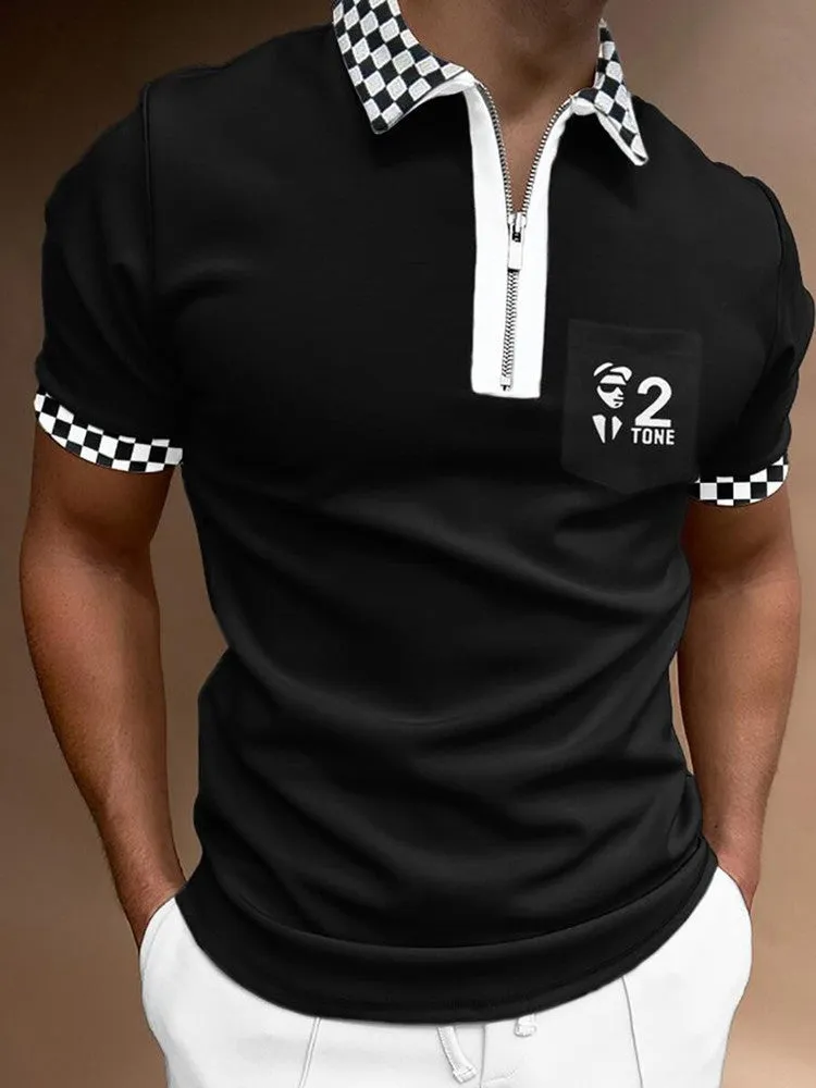 Men's Striped Printed Short Sleeve Lapel Shirt - GlamzLife