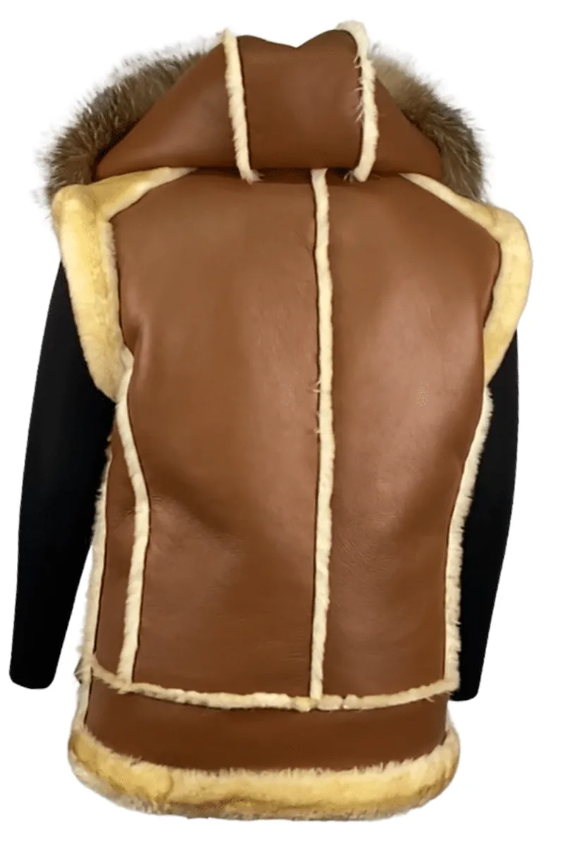 Men's Tan Color shearling Vest Style # 8001