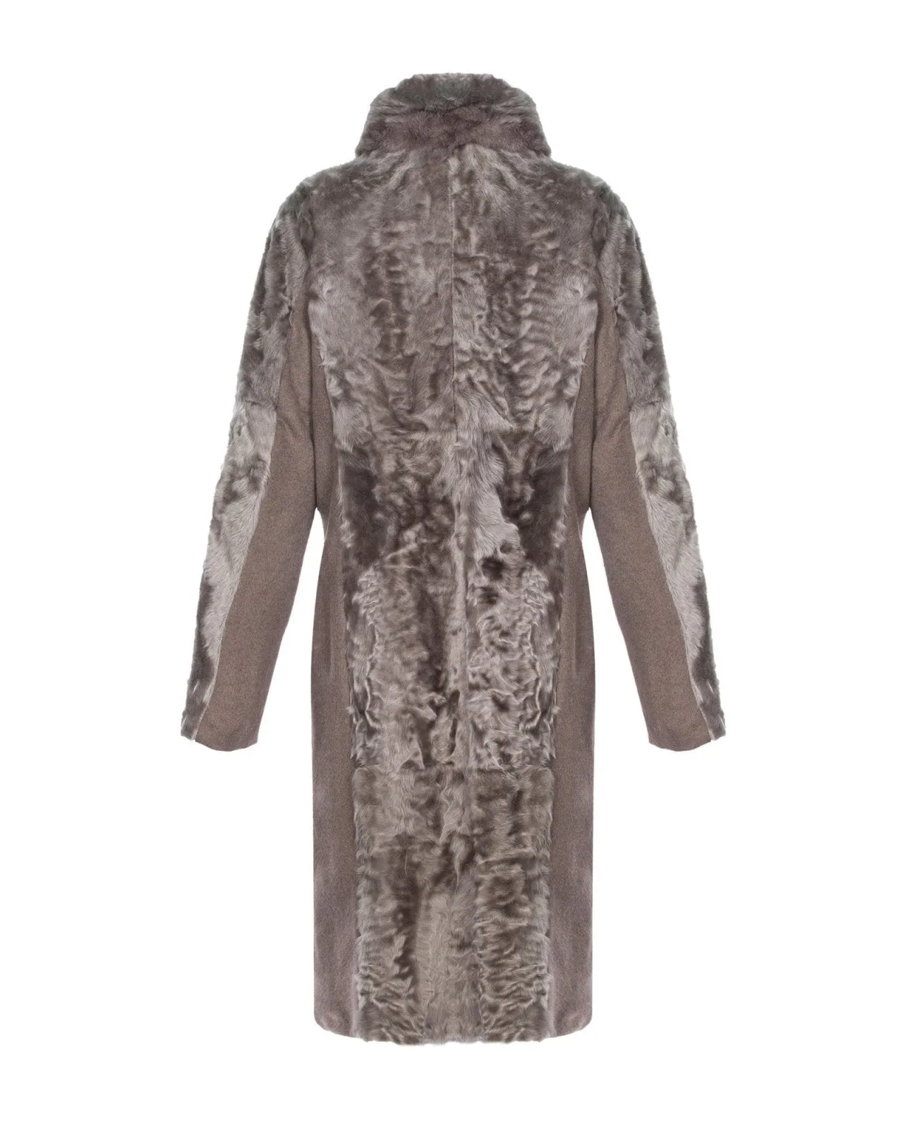 Mouse Color Long Shearling Coat