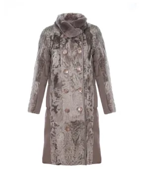 Mouse Color Long Shearling Coat