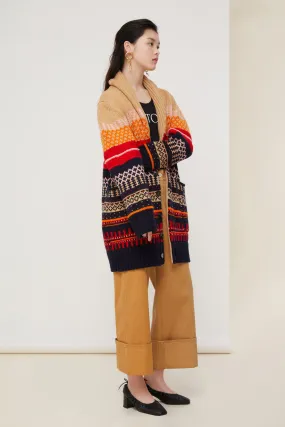 Oversized jacquard cardigan