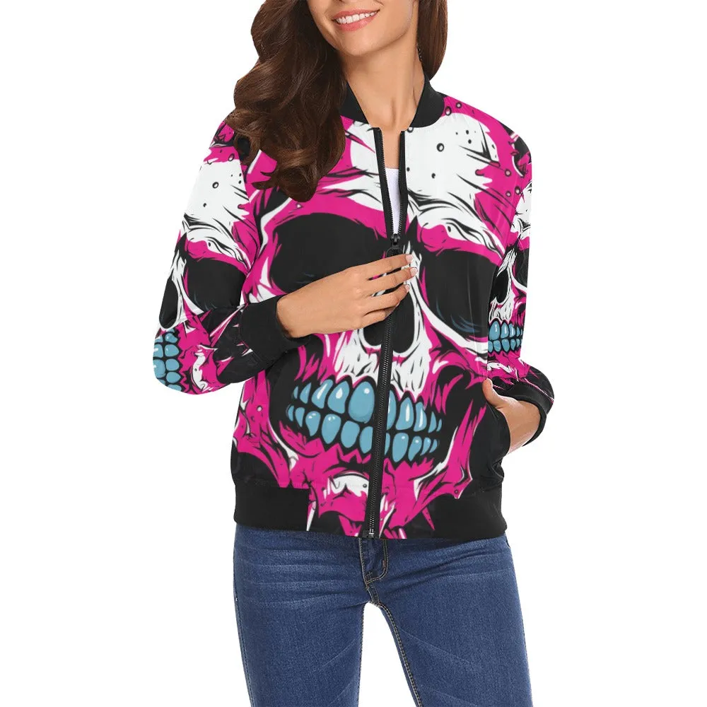 Pink Punk Skull Bomber Jacket