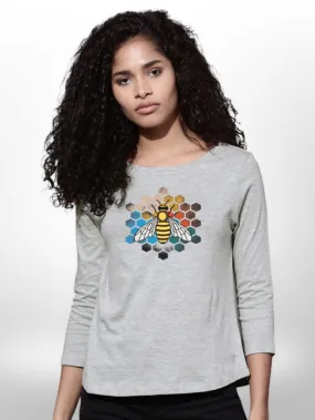 Qeen Bee Printed Girls 4 Quarter Sleeve T-shirt