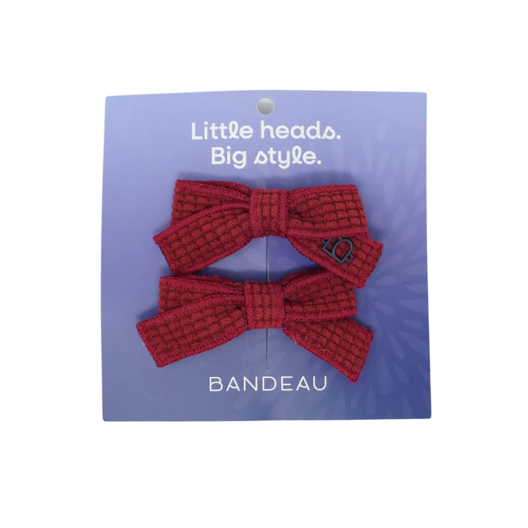 Quilted Corduroy Mini Bow Clip Set