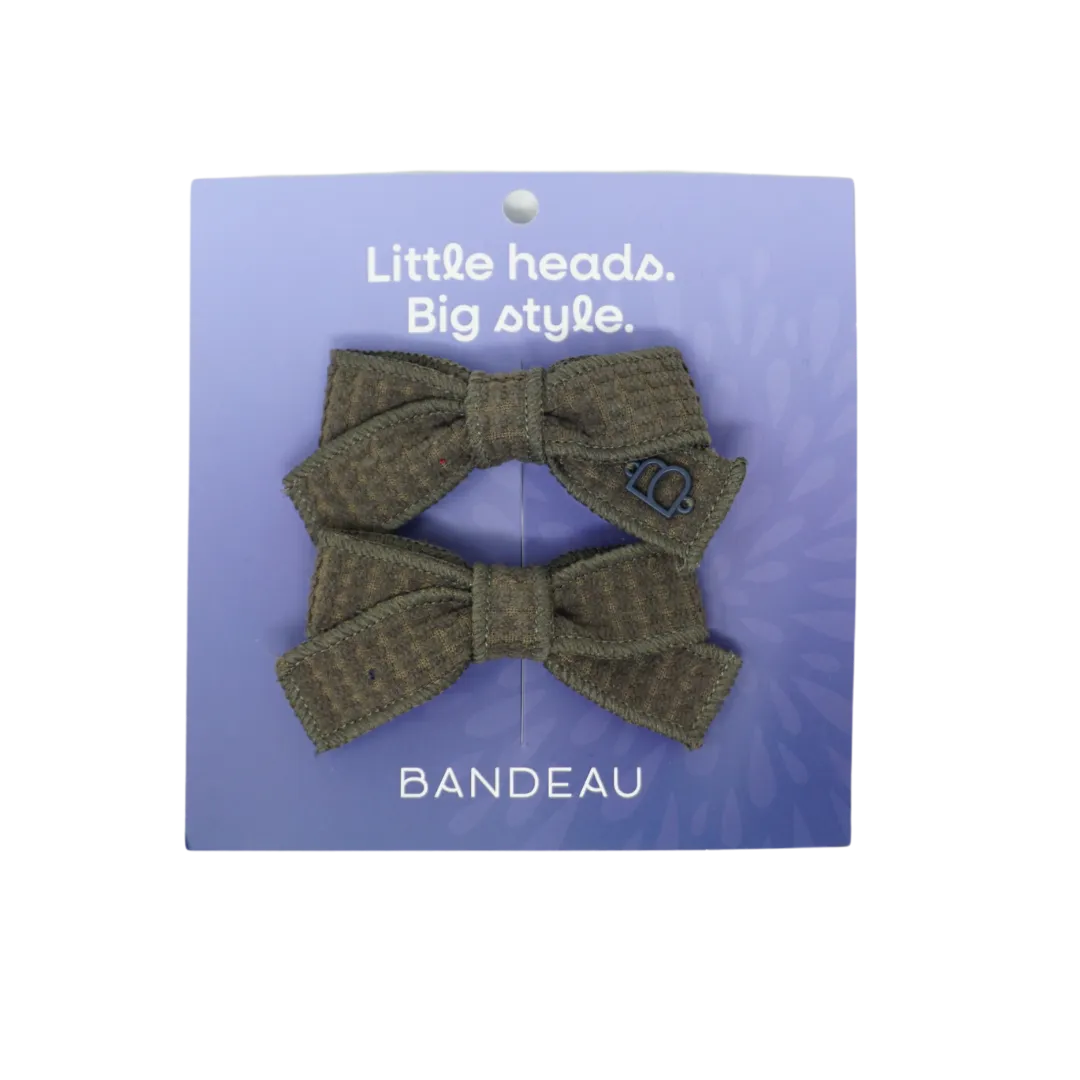 Quilted Corduroy Mini Bow Clip Set