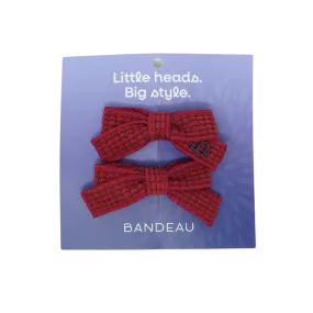 Quilted Corduroy Mini Bow Clip Set