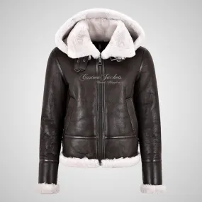 RAF Women B3 Hooded Shearling Sheepskin Flying Jacket