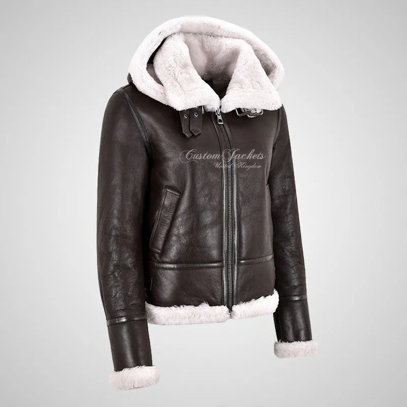 RAF Women B3 Hooded Shearling Sheepskin Flying Jacket