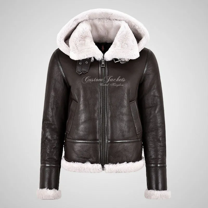 RAF Women B3 Hooded Shearling Sheepskin Flying Jacket