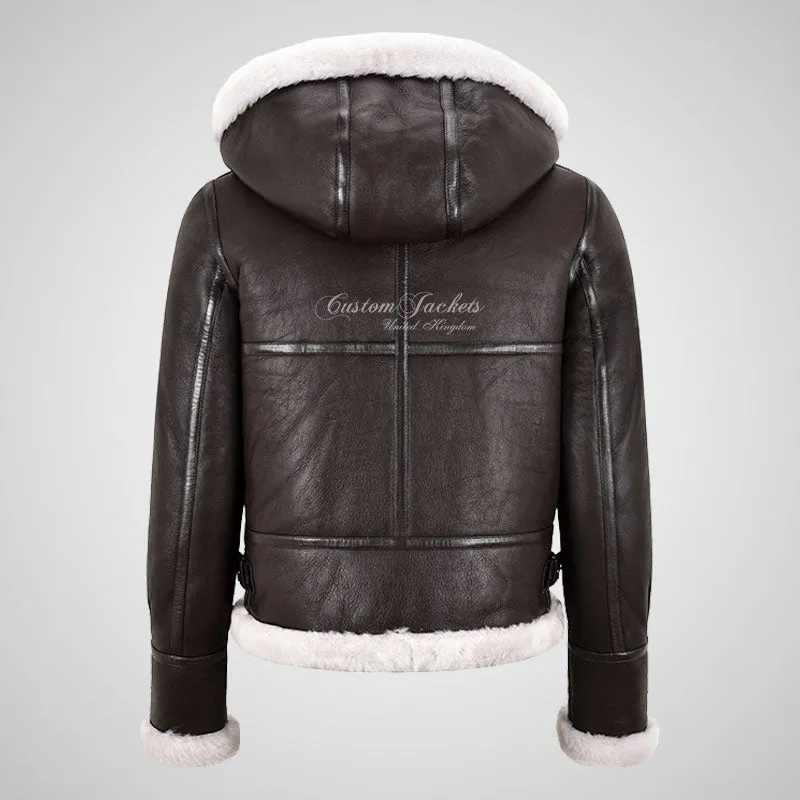 RAF Women B3 Hooded Shearling Sheepskin Flying Jacket