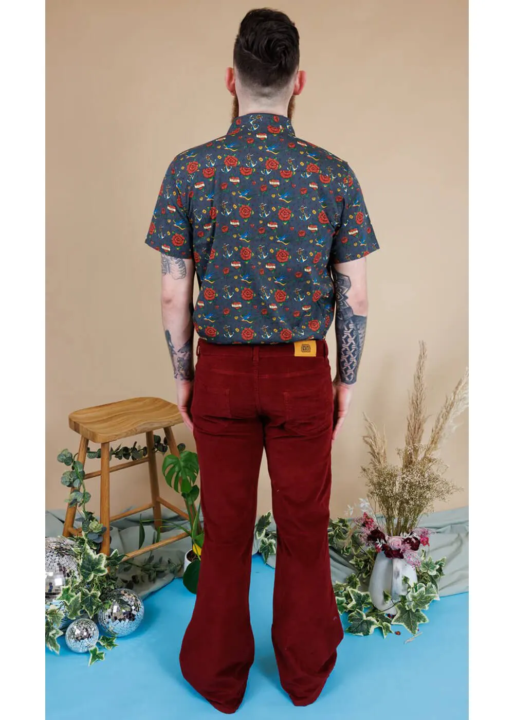 Run &amp; Fly Men's Corduroy 70's Flare Pants Tawney Port