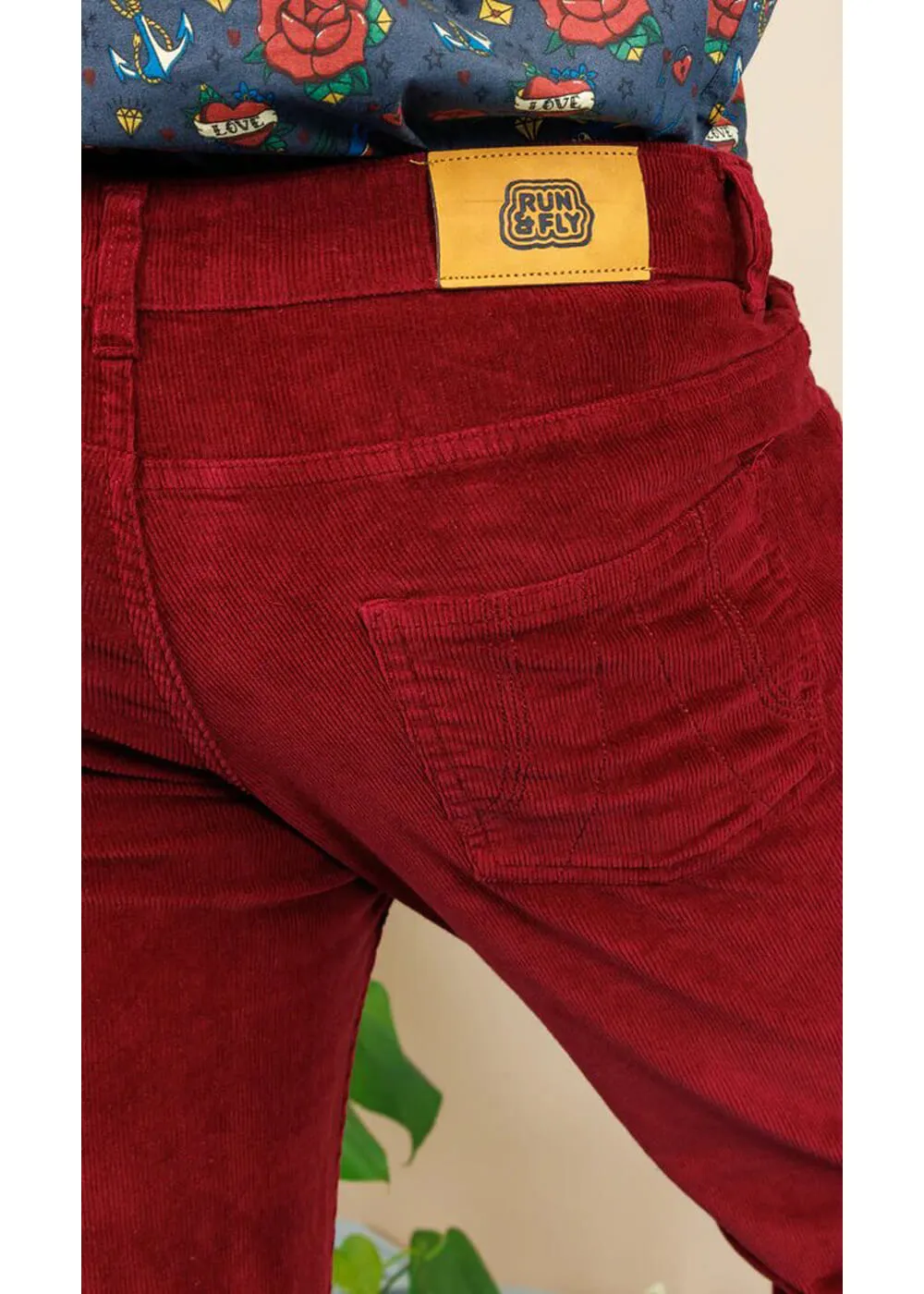 Run &amp; Fly Men's Corduroy 70's Flare Pants Tawney Port