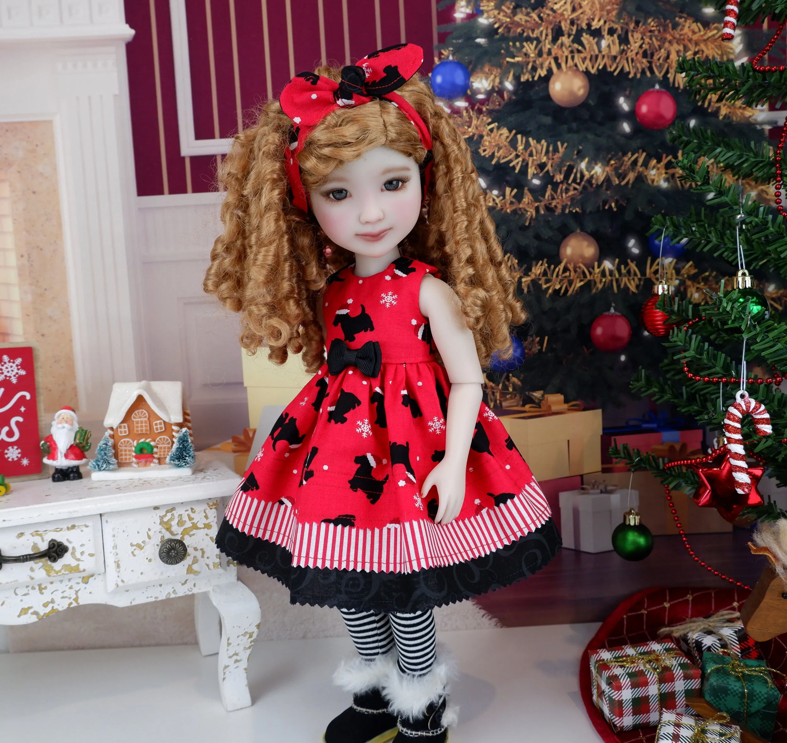 Scotties & Snow - dress with UGG boots for Ruby Red Fashion Friends doll