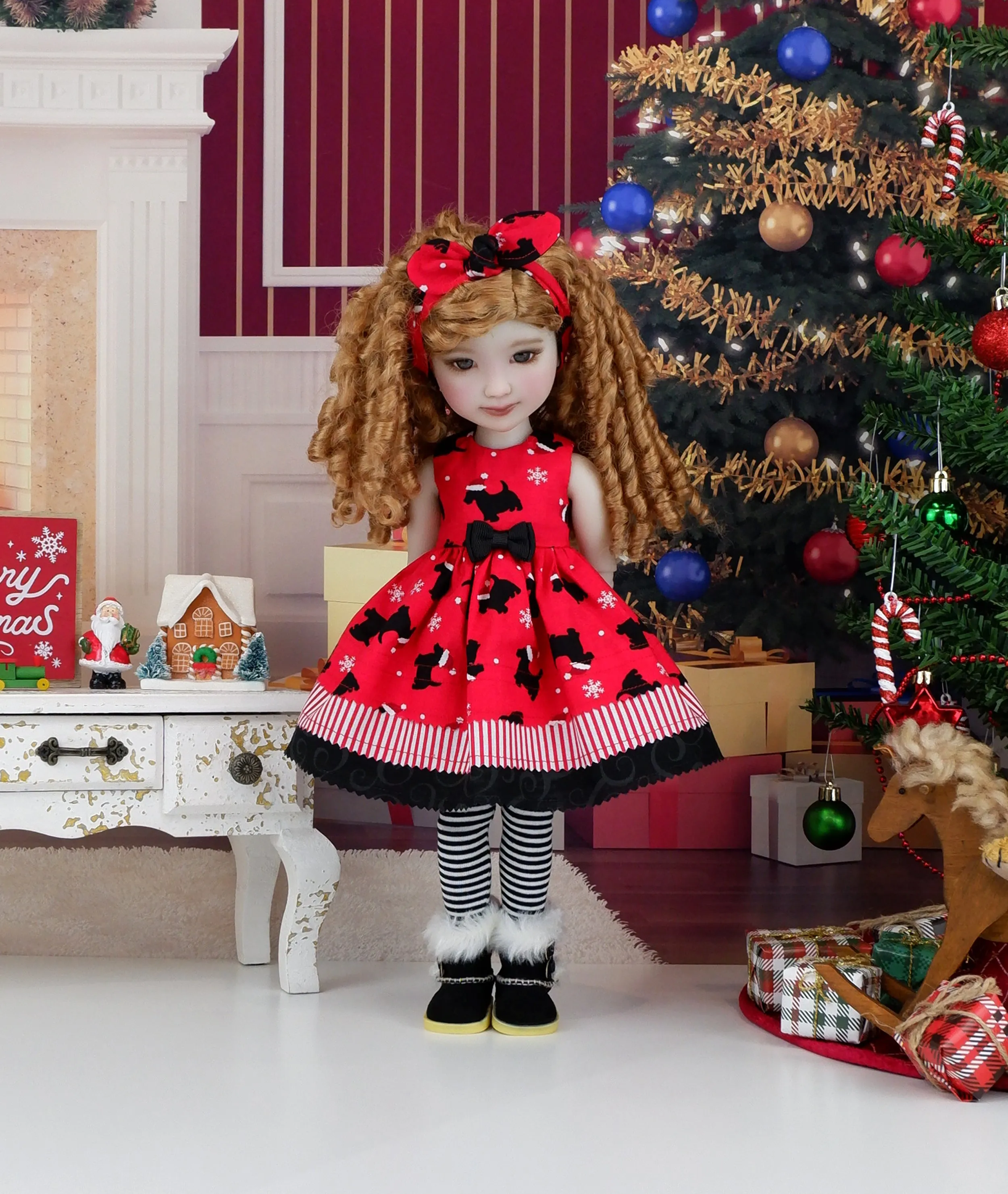 Scotties & Snow - dress with UGG boots for Ruby Red Fashion Friends doll