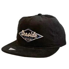 Seaside Surf Shop Vintage Logo Thin Cord Cap -  Black/Big Fit