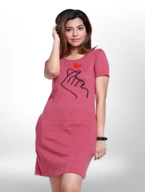 Sining Love Printed Long T-shirt For Women;s
