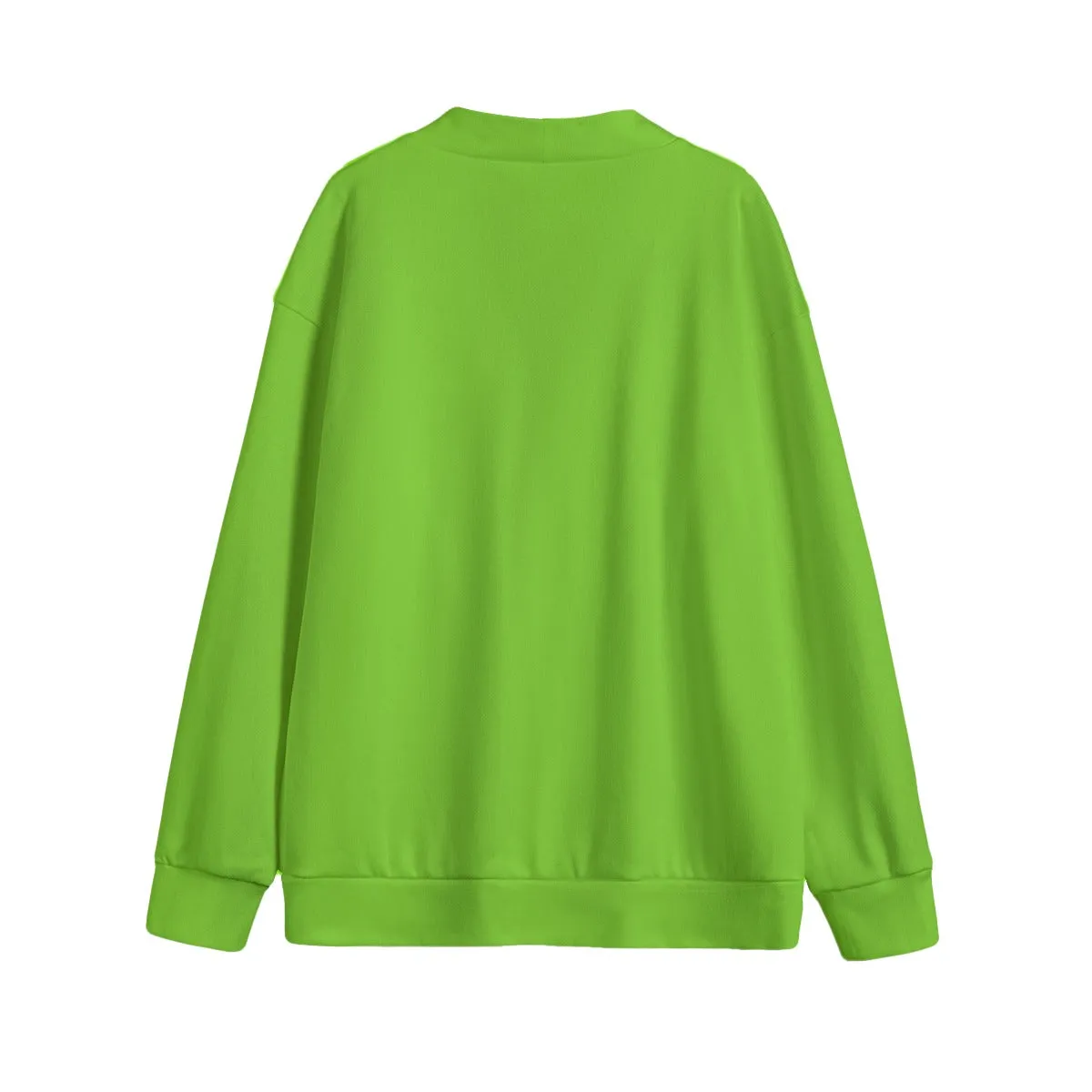 Sixty Eight 93 Logo White Green Apple Unisex V-Neck Knitted Fleece Cardigan