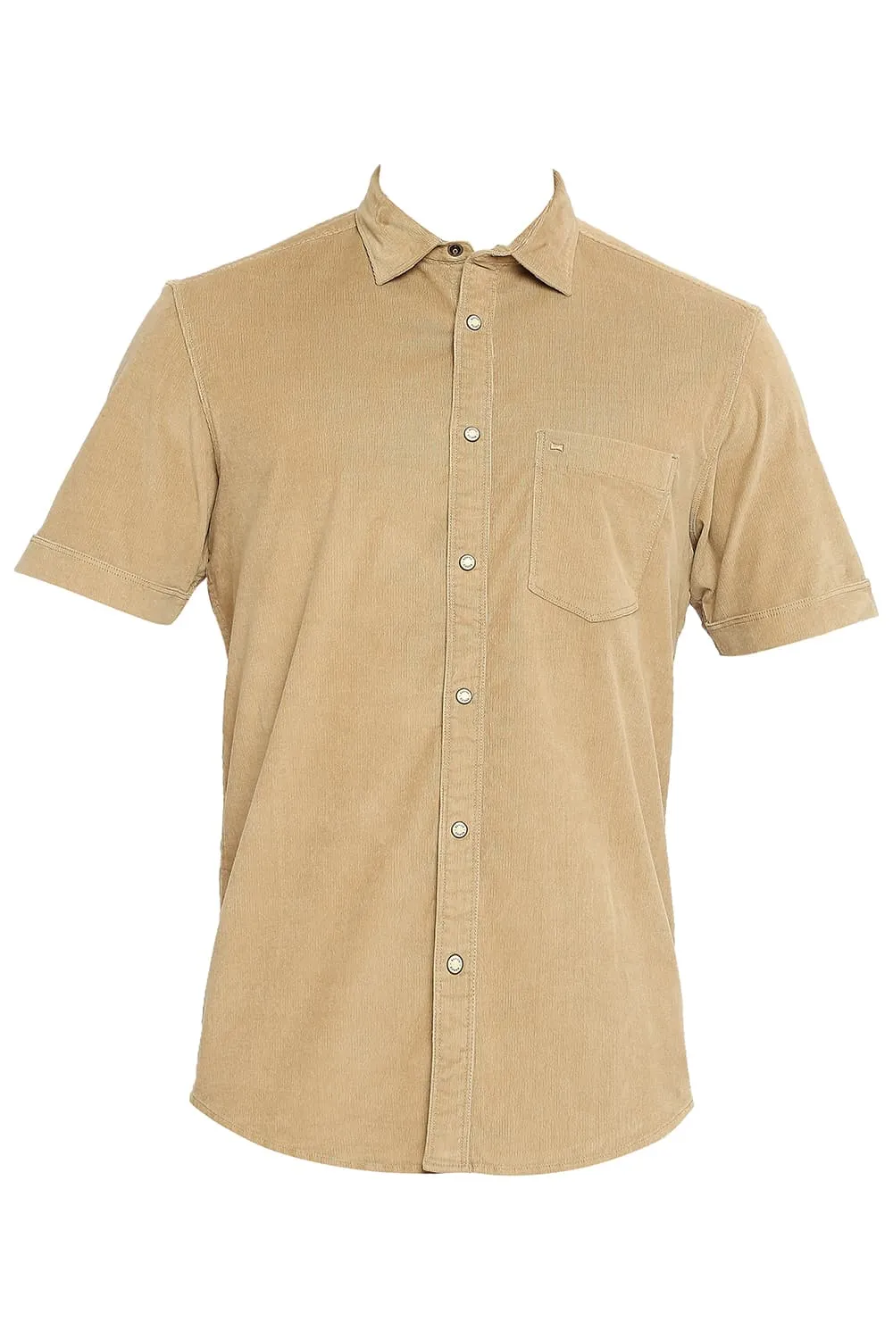 Slim Fit Cotton Corduory Stretch Halfsleeves Shirt