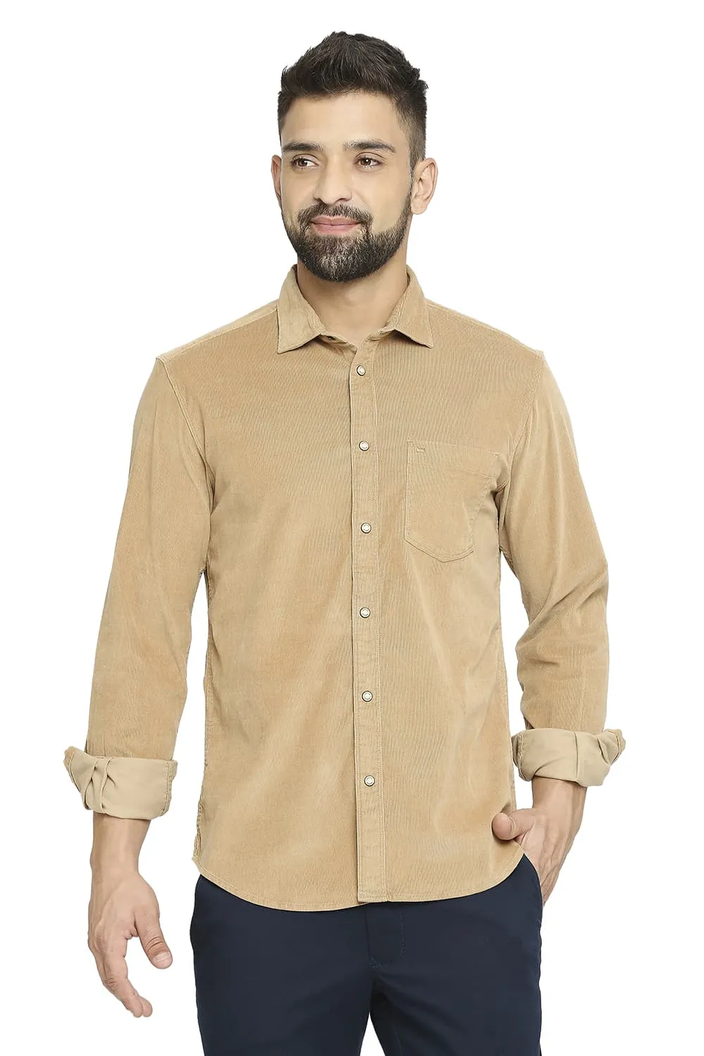 Slim Fit Cotton Corduory Stretch Shirt