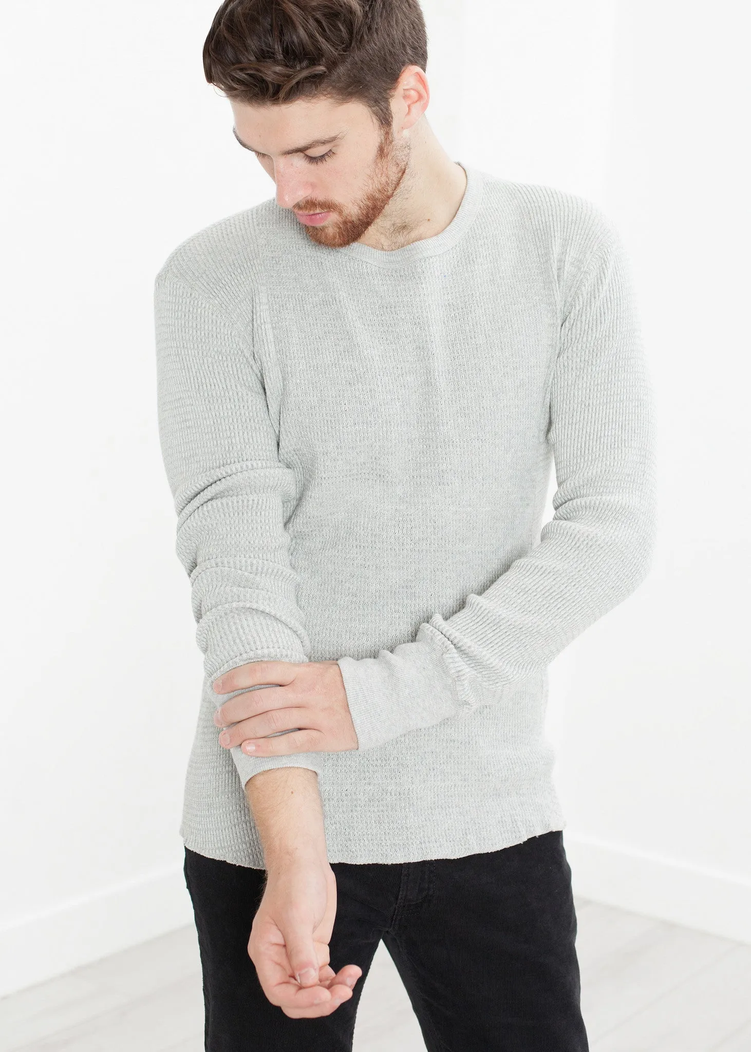 Waffle Knit Long Sleeve Tee - Less Choice