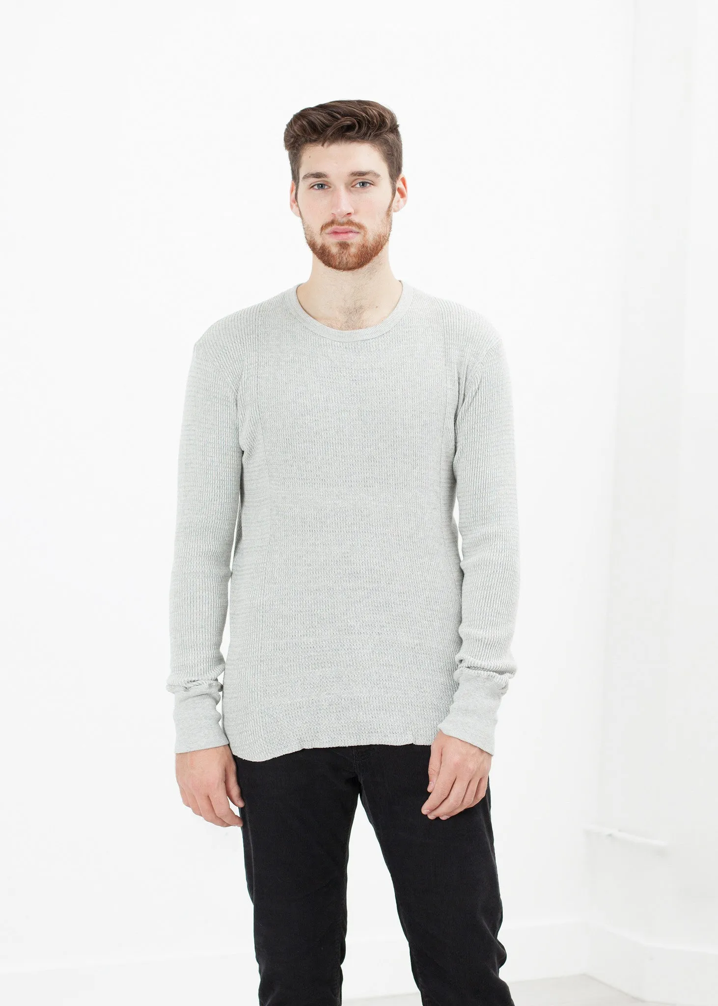 Waffle Knit Long Sleeve Tee - Less Choice