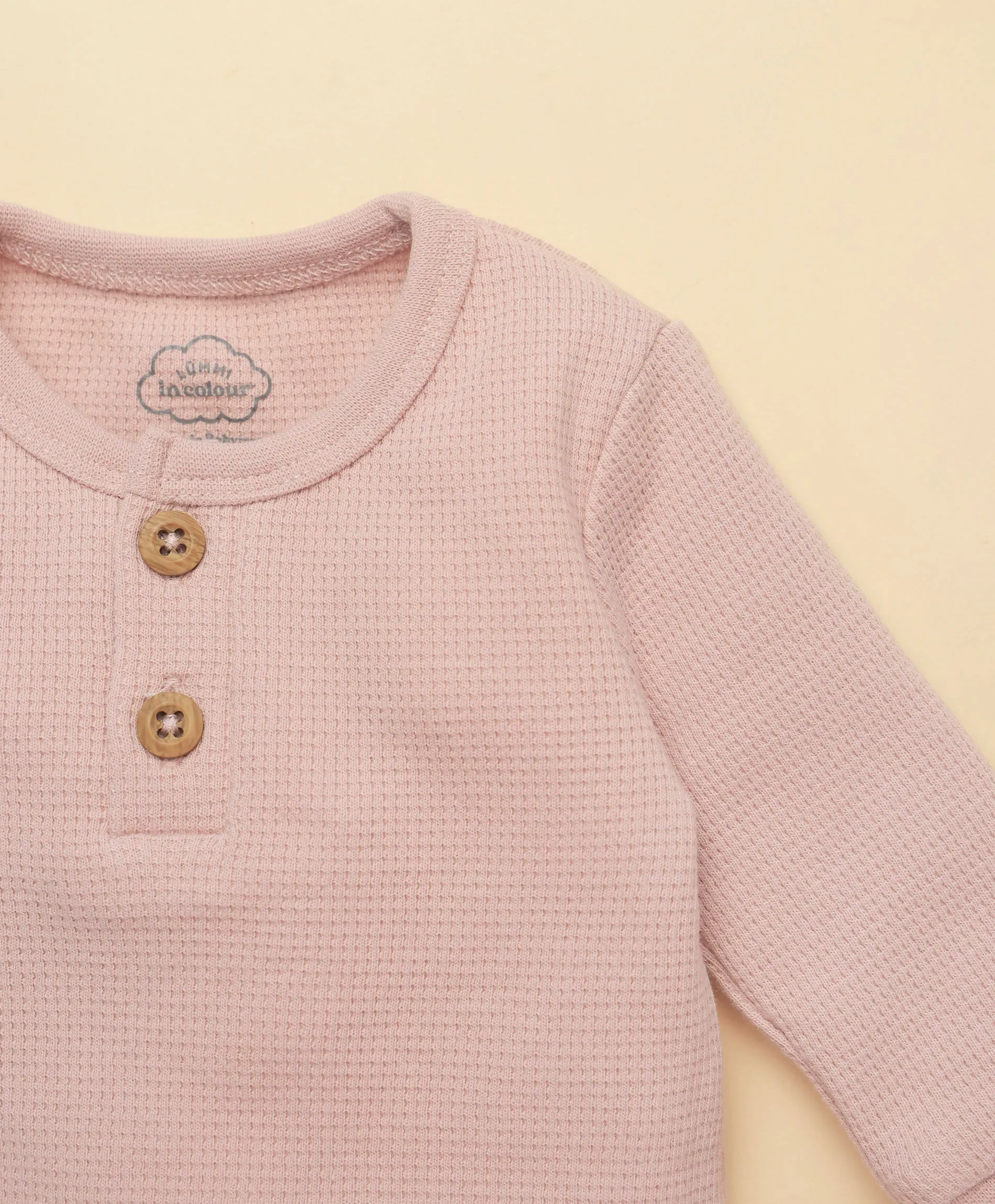 Waffle Long Sleeve Baby Bodysuit - Lavender