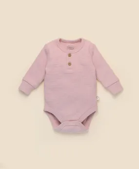 Waffle Long Sleeve Baby Bodysuit - Lavender