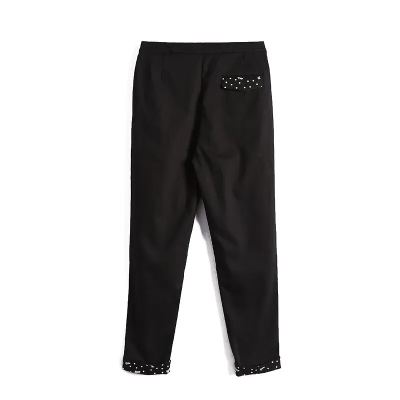 Women's Casual Polyester High-Waist Pants With Print