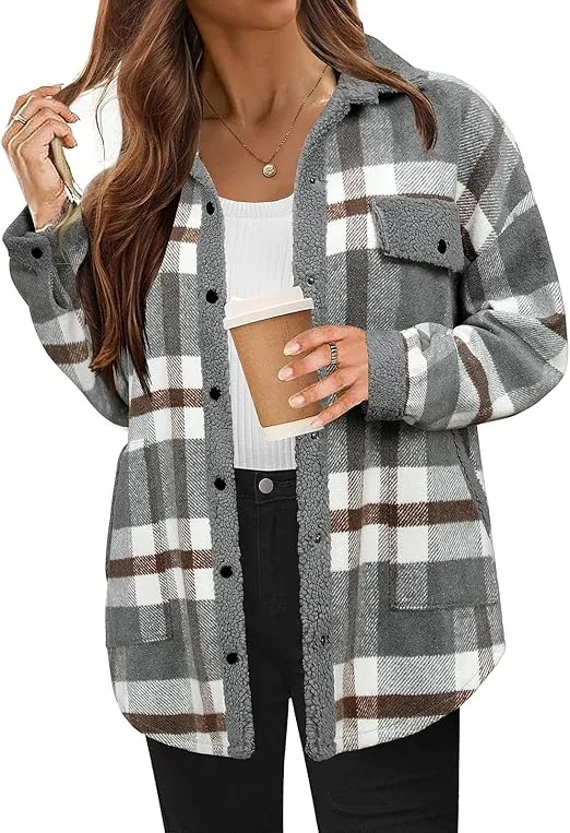 Women's Cozy Plaid Fleece Jacket