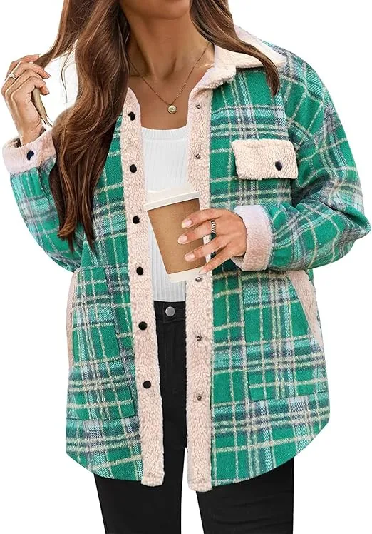 Women's Cozy Plaid Fleece Jacket