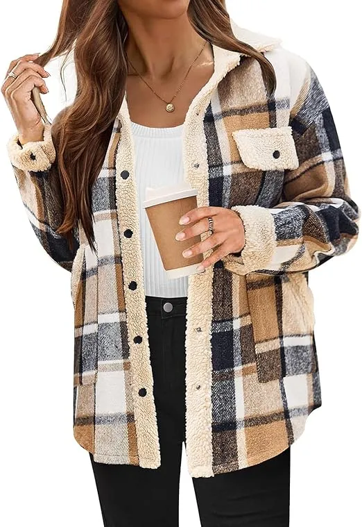 Women's Cozy Plaid Fleece Jacket