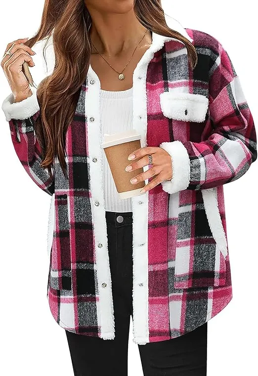 Women's Cozy Plaid Fleece Jacket