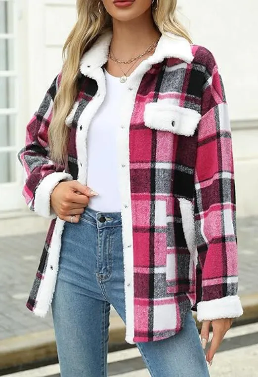 Women's Cozy Plaid Fleece Jacket
