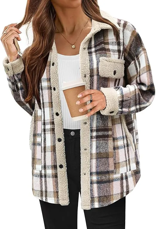 Women's Cozy Plaid Fleece Jacket
